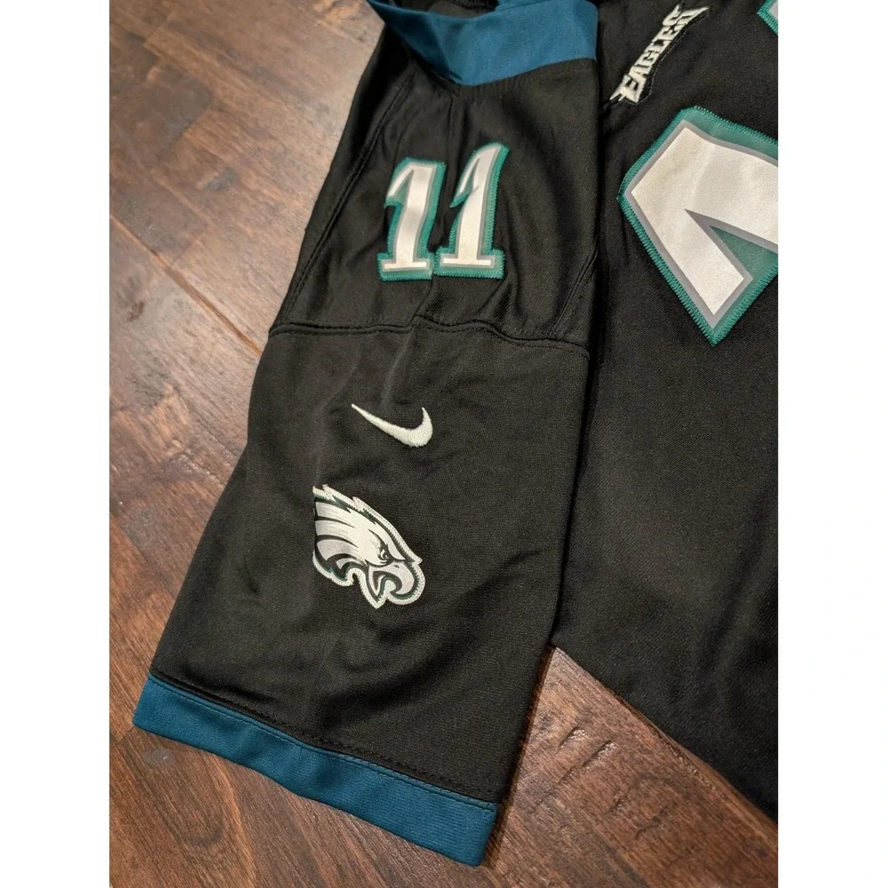 Philadelphia Eagles Football Jersey Youth Large Black NFL Nike Wentz 11 On Field